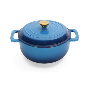 铸铁 5QT 烹饪锅具 渐变蓝 含两个硅胶手套 珐琅锅