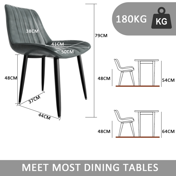 餐椅（一套 6 把）, 带 7 厘米靠背的厨房用椅, 带 5 厘米座垫的餐桌椅, 最大承重 180 千克, 用于餐厅、厨房和客厅的 PU 仿皮软垫椅 承重 180 千克，餐厅、厨房、客厅用 PU 仿皮软垫椅-4