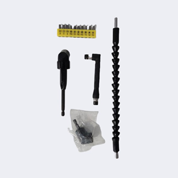 黑色软轴软管25mm十孔批头长短金属拐角器L扳手连接转换角度工具 (黑软轴+黑大拐+L黑扳手+黑小拐+黄批头)-4