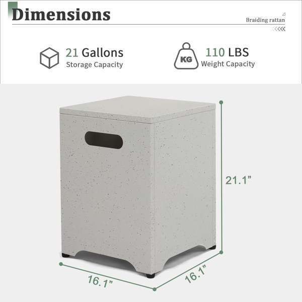 41*41*53.5cm  方形 仿大理石色 燃气收纳 庭院铁边桌-2