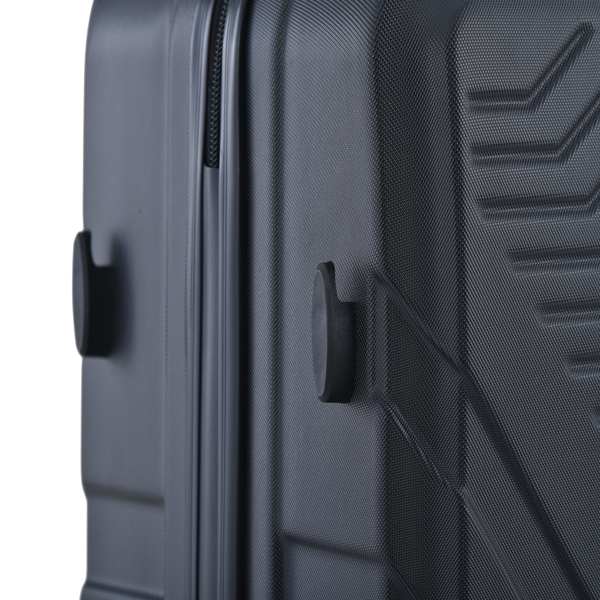 3 件套行李箱套装 ABS 轻型行李箱，带两个挂钩、万向轮、TSA 锁，（20/24/28）黑色-15