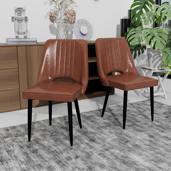 镂空靠背餐椅，现代厨房椅，北欧仿皮高背椅，客厅厨房用椅-8