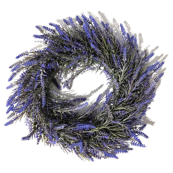 仿真花环草环门饰装饰挂件美式田园植毛薰衣草花环家居墙饰壁挂 紫色植绒-2