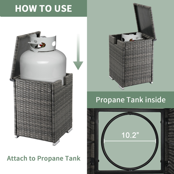 燃气瓶收纳  灰色渐变藤条 40*40*57cm 编藤边桌-2