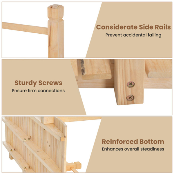 5英尺木制花园桥-100%杉木结构，易于与硬件组装，非常适合后院/碎石路/农场-自然色-3