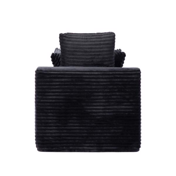 超大躺椅舒适云沙发，现代毛绒灯芯绒软垫沙发床，带 3 个抱枕和宽扶手，适用于客厅，无需组装，黑色-11