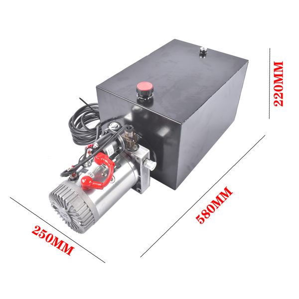 液压泵 20 Quart Single Acting Hydraulic Power Unit 12V DC 3200 PSI Hydraulic Pump for Dump Trailer, Car Lifting-11