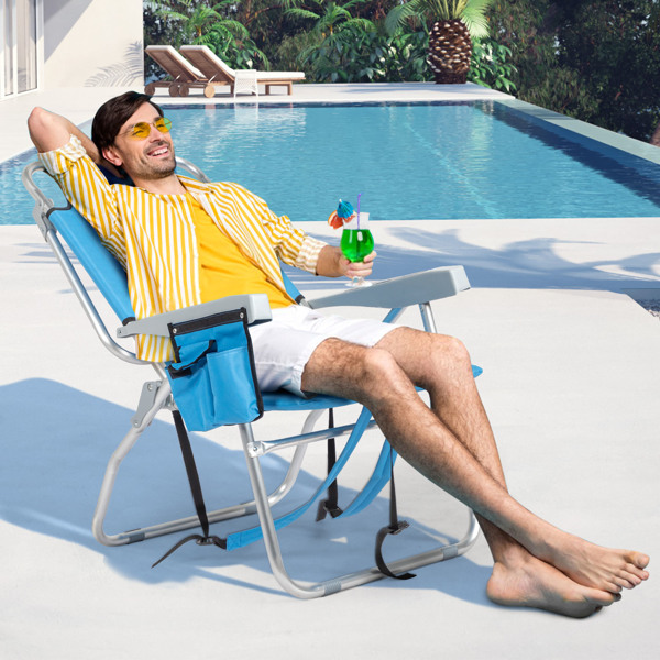 座高15.4"宽19.7"深14.2" 蓝色 铝沙滩椅 牛津布 银白色铝管 100.00kg-10