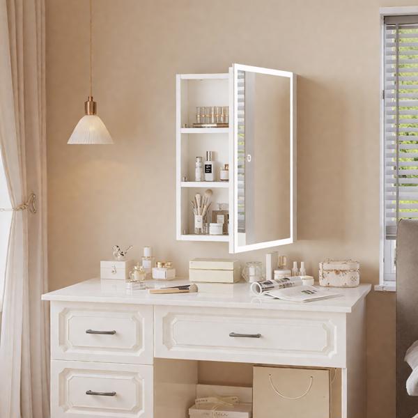 白色 刨花板 亚克力边框 71*50.8*15cm  1门 2层架 LED镜柜 三色调光 调节亮度  断电记忆  左右门通用-6