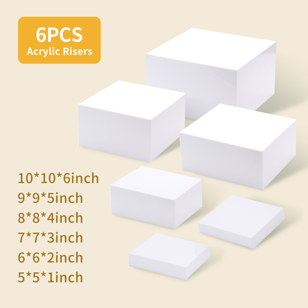 6 件自助餐架，适用于自助餐桌的优质食物架，派对餐饮甜点蛋糕架，收藏品珠宝展示架（尺寸 10 英寸 9 英寸 8 英寸 7 英寸 6 英寸 5 英寸）(FBA仓，UPS或USPS送货）-2