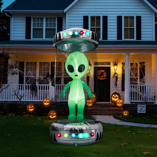 8.2ft  UFO外星人 2颗白LED灯加11颗RGB灯 万圣充气装饰 12V-9