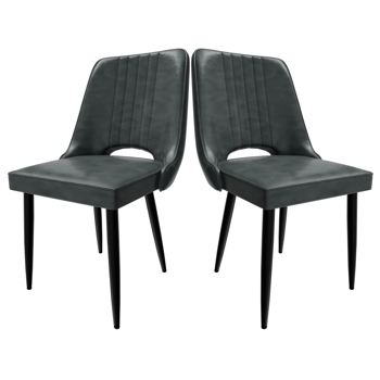 餐椅（一套 2 把），带高靠背的仿皮餐椅，带金属脚的现代厨房椅，适合客厅厨房的软垫餐桌椅