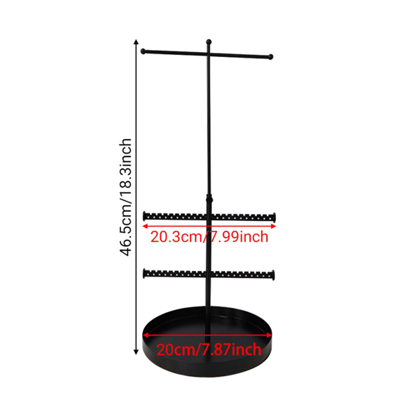 可伸缩拆卸圆盘首饰架桌面珠宝收纳架铁艺项链饰品展示架子 黑色-2