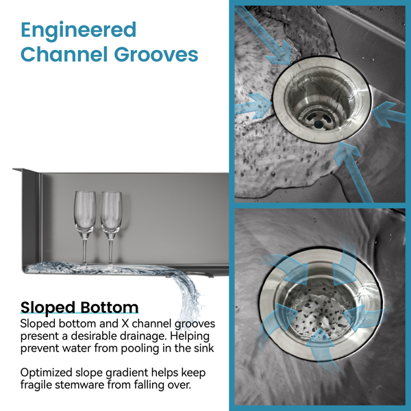 厨房水槽，33英寸x19英寸单盆，黑色台下手工水槽，配备美国标准排水管和挂钩【周末不发货，TK/TEMU订单仅支持自提】-10