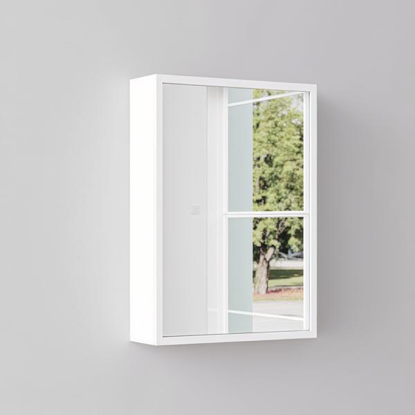 白色 刨花板 亚克力边框 71*50.8*15cm  1门 2层架 LED镜柜 三色调光 调节亮度  断电记忆  左右门通用-2