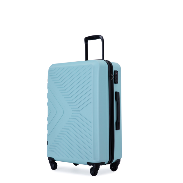 3 件套行李箱套装 ABS 轻型行李箱，带两个挂钩、万向轮、TSA 锁，（20/24/28）绿色-9