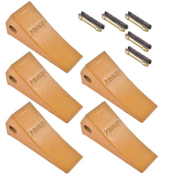 斗齿 5Pcs 230SP Casting Bucket Teeth & TF23P Flex Pins for Backhoe Skid Steer Loader-2