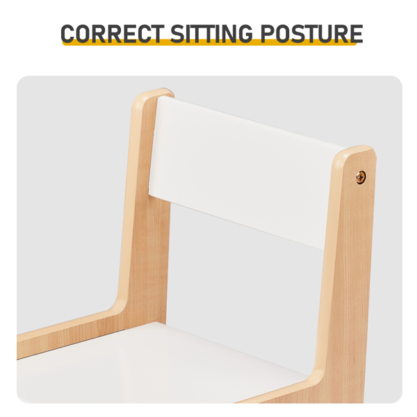 一桌二椅  60*60*44cm 白色+原木色 MDF 儿童桌椅-9