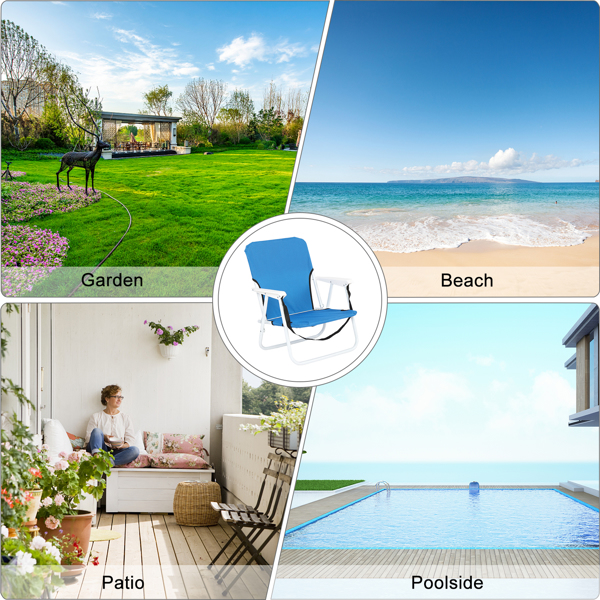 座高10.2"宽18.1"深15.7" 蓝色牛津布 铁沙滩椅 白色铁框架 100.00kg-13