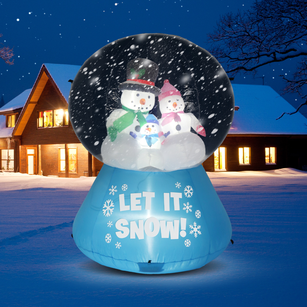 5.9ft  雪人水晶球 下雪 4颗LED灯 束口袋 圣诞充气装饰 12V 12V,2000mA 美规-7