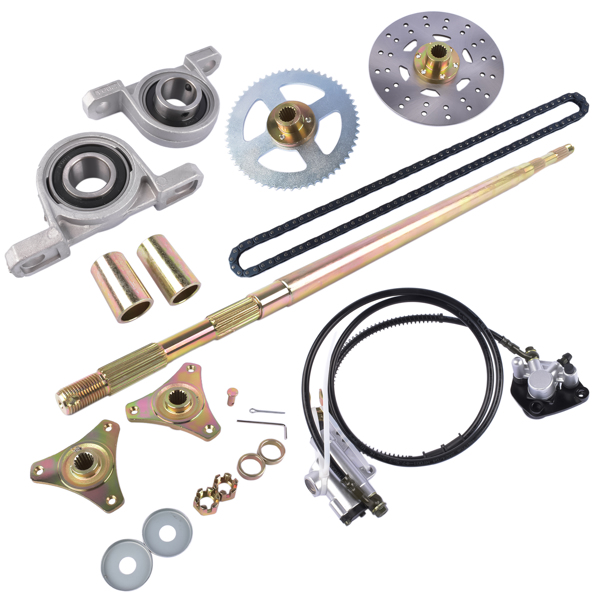 沙滩车后桥套件 Rear Live Axle Kit w/ Brake Assembly & Chain Replacement for Drift Trike Go Kart ATV Quads-3