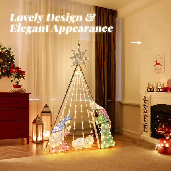 121*30*185cm 耶稣诞生 220皮线灯 10%闪泡灯 撒粉葱布 圣诞灯饰耶稣 4.5V 4.5V,3.6W 美规-8