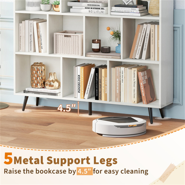 10立方书架3层现代储物架，带5个金属腿书架-7