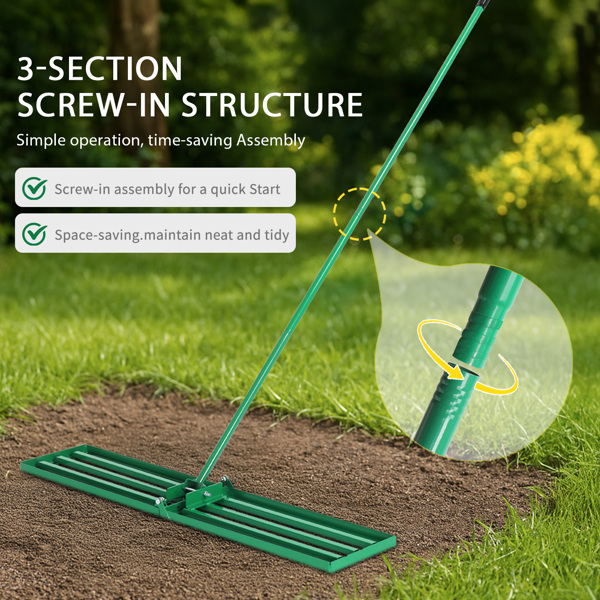 30*9.8*75inch 绿色草坪平整器 杆子拆装 铁 杆式工具-11