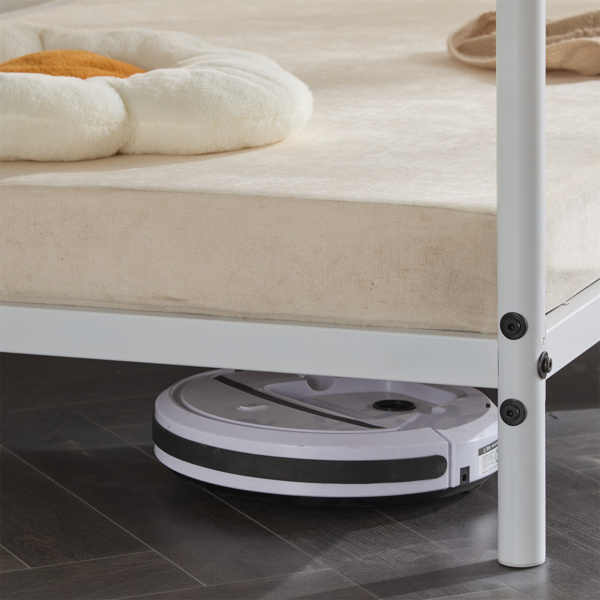 白色 Twin 圆管双层矮床 护栏斜梯 铁床 美国-12