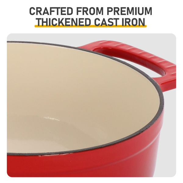 铸铁 7.5QT 烹饪锅具 红色渐变 含两个硅胶手套 珐琅锅-8