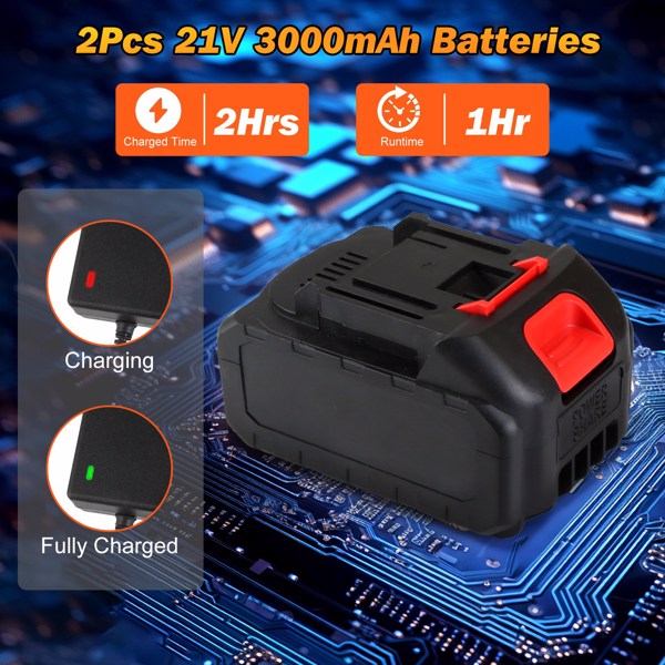 （物流随机发，自提可发加拿大）-无线轮式草坪修剪机 - 800W纯铜电机（15000转/分钟），2块21V 3000mAh电池，3种刀片（塑料/锯齿/不锈钢）及高度可调轮子-3