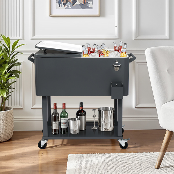 80QT 深灰色 冷冻保温推车 87.5*91*38.5cm 长方形 塑料箱体 铁脚管 冷冻保温-13