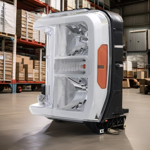 镀铬，适用于 2023-2024 款福特 F250 F350 SuperDuty 卤素大灯总成（左）-2