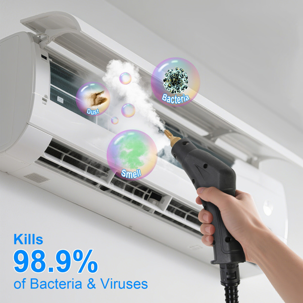 （物流随机发，自提可发加拿大）-手持式高温高压蒸汽清洁器 - 2500W功率，3巴加压蒸汽，6档蒸汽调节，1400毫升水箱（续航1小时），防漏保护功能，附刷具/玻璃刮刀，适用于家居及汽车清洁-9