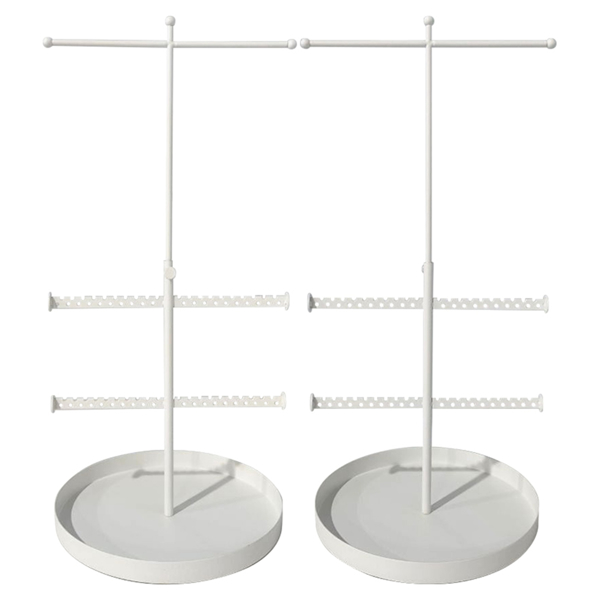 可伸缩拆卸圆盘首饰架桌面珠宝收纳架铁艺项链饰品展示架子 白色-8