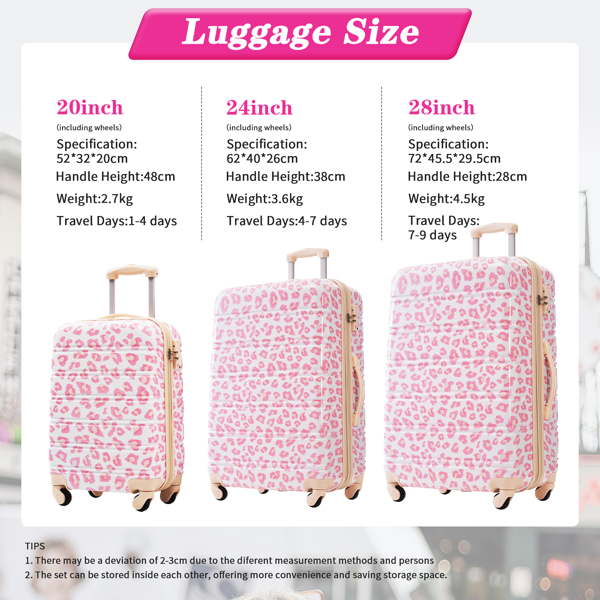 硬壳行李箱套装 3 件万向轮手提箱，带 TSA 锁轻量级 - 20“+24”+28“ 行李箱不支持Self-Pick Up-13