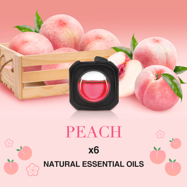 (亚马逊售，周末不处理订单)水蜜桃香气汽车空气清新剂通风夹，6个汽车清新剂通风夹，4毫升，汽车空气净化器，汽车清新剂-6