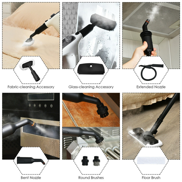 17合1手持式蒸汽清洁器-1400W大功率，257°F高温蒸汽 - 灰色 -4