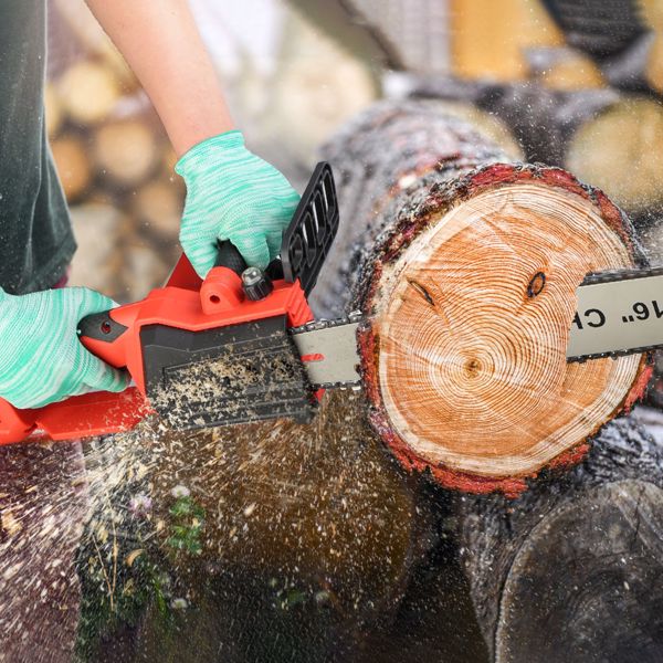 （物流随机发，自提可发加拿大）-无线电锯16英寸，无刷电机电动链锯，40伏电池供电，含2块电池及双端口快速充电器，适用于伐木作业，树木砍伐与木材切割-10