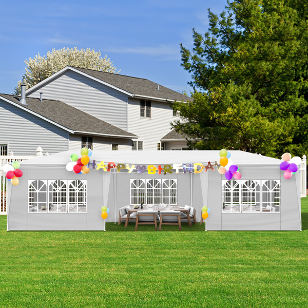 10*30ft  白色 7围  仿折叠棚  7窗  PE布 喷塑铁管-14