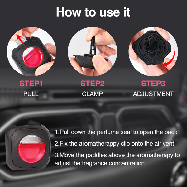 (亚马逊售，周末不处理订单)水蜜桃香气汽车空气清新剂通风夹，6个汽车清新剂通风夹，4毫升，汽车空气净化器，汽车清新剂-3