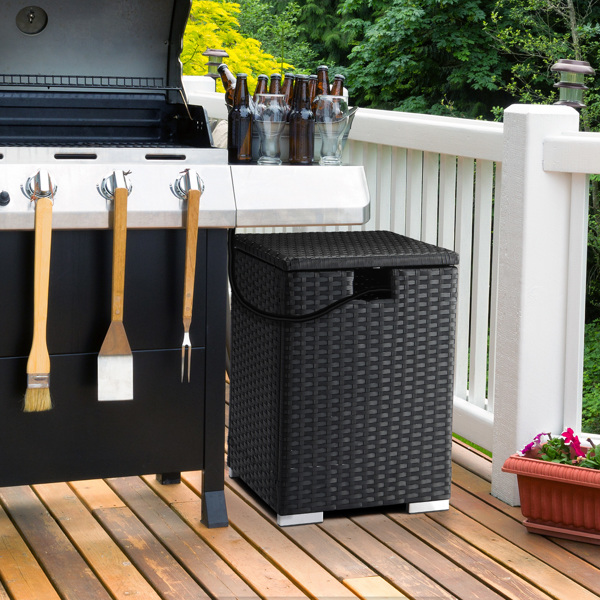 燃气瓶收纳  黑色四线藤条 40*40*57cm 编藤边桌-6
