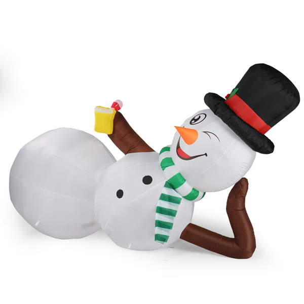 9.8ft  躺着的雪人 5颗LED灯 束口袋 圣诞充气装饰 12V 12V,1500mA 美规-2