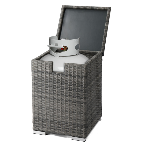 燃气瓶收纳  灰色渐变藤条 40*40*57cm 编藤边桌-12
