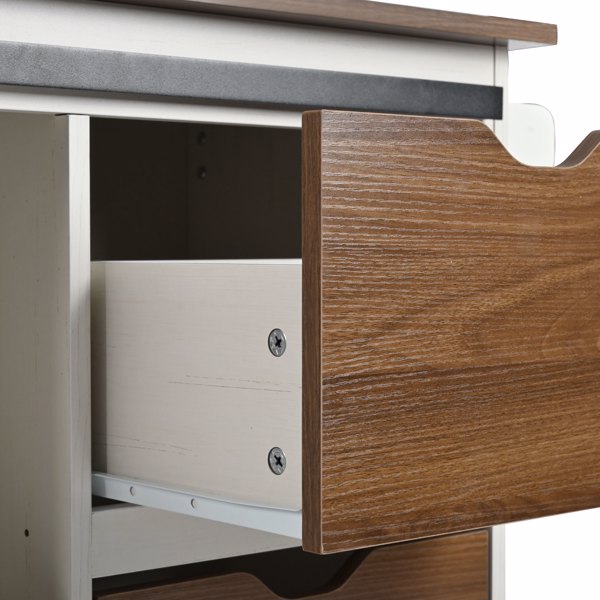 K&K 55.5 英寸农舍厨房岛，带折叠板，厨房储物岛，带谷仓门，电源插座，带香料架的带轮厨房推车，适用于家庭、厨房、餐厅，白色-30