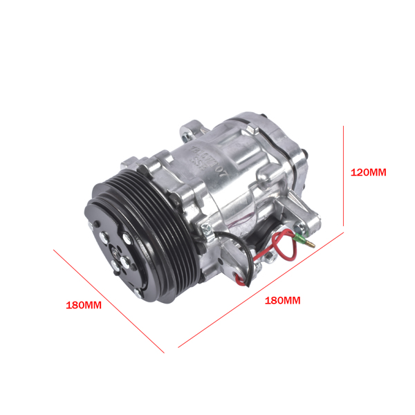 汽车空调压缩机 A/C Compressor 6 Grooves with Clutch Fit for Caterpillar All Models w/ Sanden 7176 SD7B10 1985-2008-6