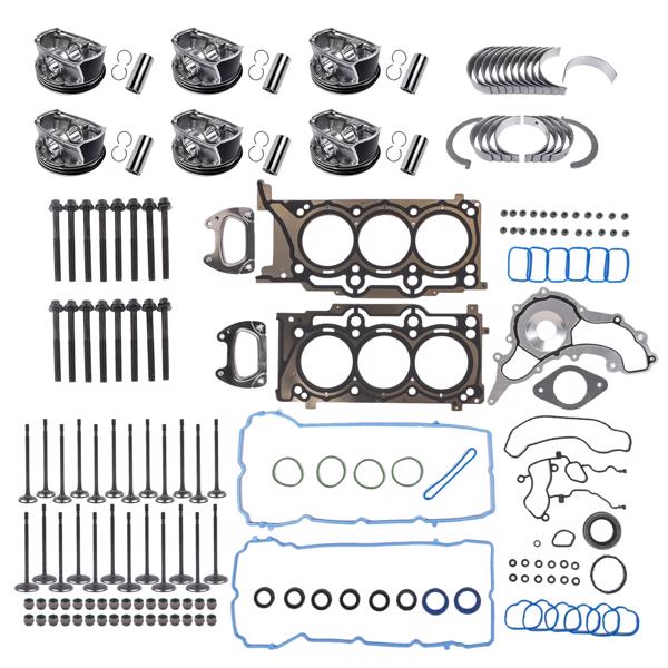活塞套装 Engine Rebuild Pistons Gasket Valves Kit Replacement for Ram 1500 Chrysler 200 300 Dodge Journey Jeep Grand Cherokee 3.6L 2011-2016 5184347AG-3