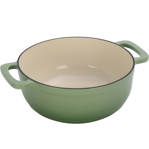 铸铁 6QT 烹饪锅具 渐变绿 含两个硅胶手套 珐琅锅-2