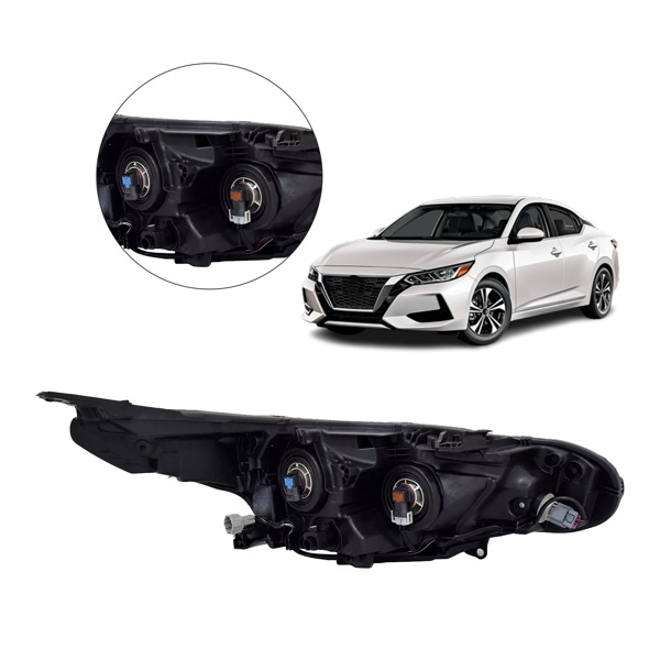 26060-6LY0A 前大灯总成，仅适用于 2024 至 2025 款日产 Sentra S/SV 卤素四针车型，不带灯泡，前大灯左驾驶员侧 260606LY0A NI2502302-4