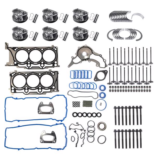 活塞套装 Engine Rebuild Pistons Gasket Valves Kit Replacement for Ram 1500 Chrysler 200 300 Dodge Journey Jeep Grand Cherokee 3.6L 2011-2016 5184347AG-5